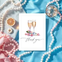 Pearls, Petals and Prosecco Bridal Shower Photo Thank You Card