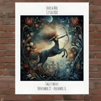 Sagittarius Zodiac Astrology Name & Birthday Poster
