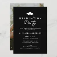 Modern Graduation Party Handwritten Script Photo Invitation