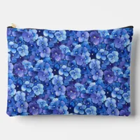 Watercolor Style Pansies Blue Purple Large Accessory Pouch