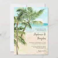 Modern Tropical Beach Palm Tree Wedding Invitation