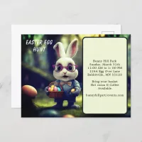 Cute Dressed Bunny & Basket Easter Egg Hunt Postcard