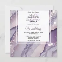 *~*  RSVP QR SILVER LAVENDER AGATE AR66 Wedding Invitation