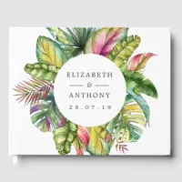 Watercolor Monogram Tropical Summer Beach Wedding Guest Book