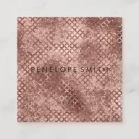 Rose Gold Circles Beauty Stylist    Square Business Card