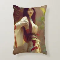 Chinese Wuxia Fighter Warrior Woman Fantasy Tarot Accent Pillow