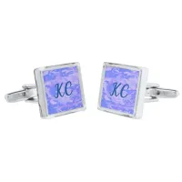 Monogram Camouflage Pastel Blue Abstract Pattern Cufflinks