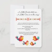 Bird-Themed Baby Shower Cute Watercolor Invitation