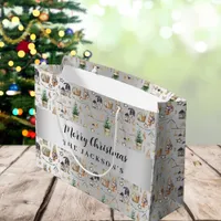 Silver gnomes nordic farmhouse Christmas  Large Gift Bag