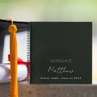 Guest book graduation black white name