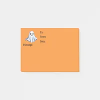 Cute Ghost on Halloween Orange Message Post-it Notes
