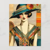 Vintage Fashion Woman Postcard