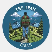 Man Hiking a Trail like the A.T. Classic Round Sticker