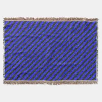 Black and Blue Diagonal Stripes Textured Pattern Throw Blanket