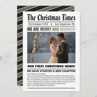 Newlywed Our First Christmas Newspaper Style Photo Holiday Card