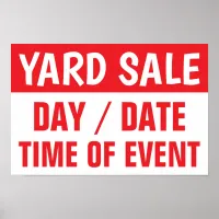 12" X 18" Yard Sale Informational Paper Poster