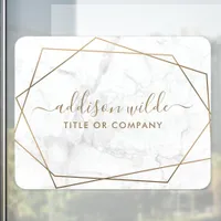 Gold Geometric White Marble Business Door Sign
