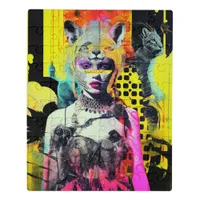 Fantasy Woman and Animals Colorful Collage