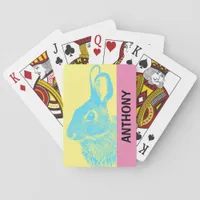 Blue Easter Bunny Retro Pastel Poker Cards