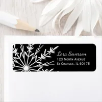 Black and White Winter Snowflake Return Address Label