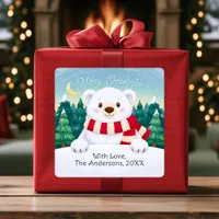 Cute Bear Merry Christmas Custom Gift Stickers