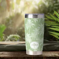 Hawaiian Palm Tree Silhouette Pattern Green ID1093 Insulated Tumbler