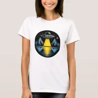 Retro UFO in the Mountains Reflecting in the Water T-Shirt