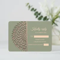 Elegant Modern Sage green & gold classic mandala RSVP Card