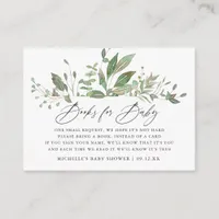 Greenery Geometric Baby Shower Book Request Enclosure Card