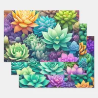 Pretty Colorful Succulent Greenery Birthday Wrapping Paper Sheets