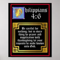 Philippians 4:6 Illuminated Letter Bible Verse Poster