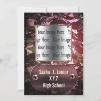 distress pink camo Graduation photo Invitation