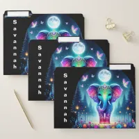 Neon Colorful Holographic Decorated Elephant | File Folder