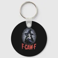 F-Caw-F Crow Funny Gothic Moon Bird Halloween Crea Keychain