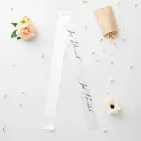 Just Married Elegant Wedding Script White Sash