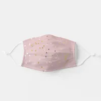 Cute Pink And Gold Confetti Stars Adult Cloth Face Mask