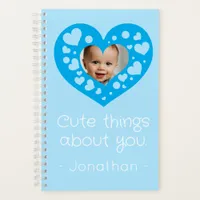 Cute blue heart baby boy photo frame keepsake notebook