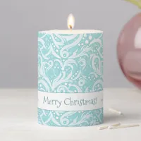 Teal Abstract Snowflake Pattern#10 ID1009 Pillar Candle