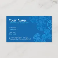 Celtic Blue Curl Swirl w- Logo Business Card