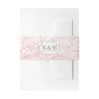 Watercolor Snowdrops Wedding Pink/Copper ID726 Invitation Belly Band