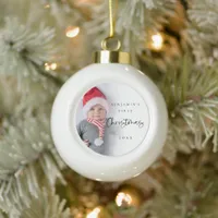 Baby First Christmas Name Year Photo Ceramic Ball Christmas Ornament