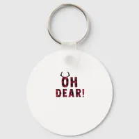 Funny Attitude Oh Dear Plaid Deer CreativeKeychain Keychain