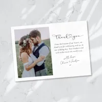 Heart Script Photo Wedding Thank You Card