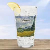 Van Gogh Wheat Field with Cypresses Custom Name Glass