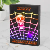 Halloween Day Spider in Web and Skull, ZSSP Wooden Box Sign