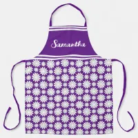 Any Name Cute Floral Daisy Pattern All-Over Print Apron