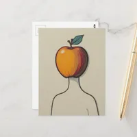Surreal Abstract Person with an Apple Head Postcard