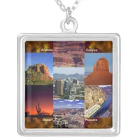 Arizona Desert Collage Square Silver Plated Necklace