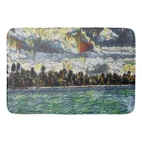 Abstract Caribbean Beach Brick Art Bath Mat