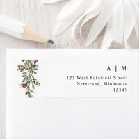 Simple Burgundy Winter Wedding Return Address Label